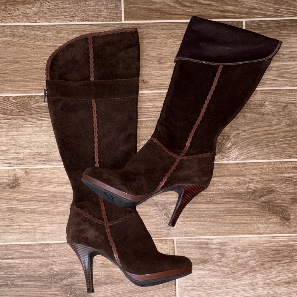 Reba Dark Brown Heeled Boots NWT